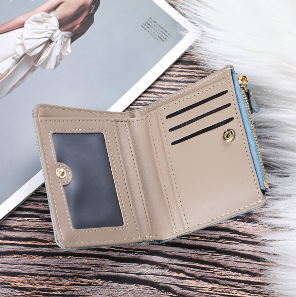 Free Shipping Designer Wallet Jeans Style Cat Embroidered Business Card Holder Canvas Pattern Large Capacity Buckle Phone Bag Coin Strap