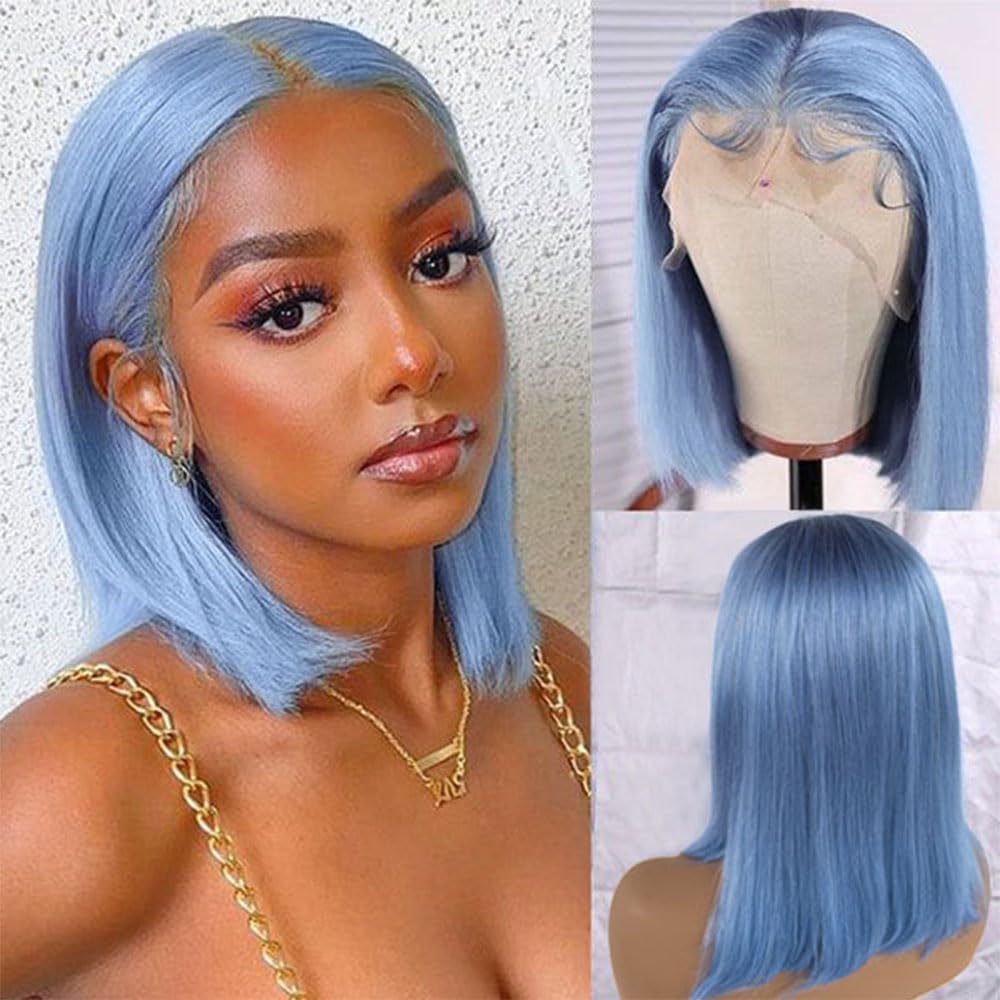 Baby Hair Straight Bob Orange Simulation human Hair Pixie Cut Peruvian Lace Frontal Wig For Women 13x4 HD Glueless Transparent Lace Front Synthetic Wi