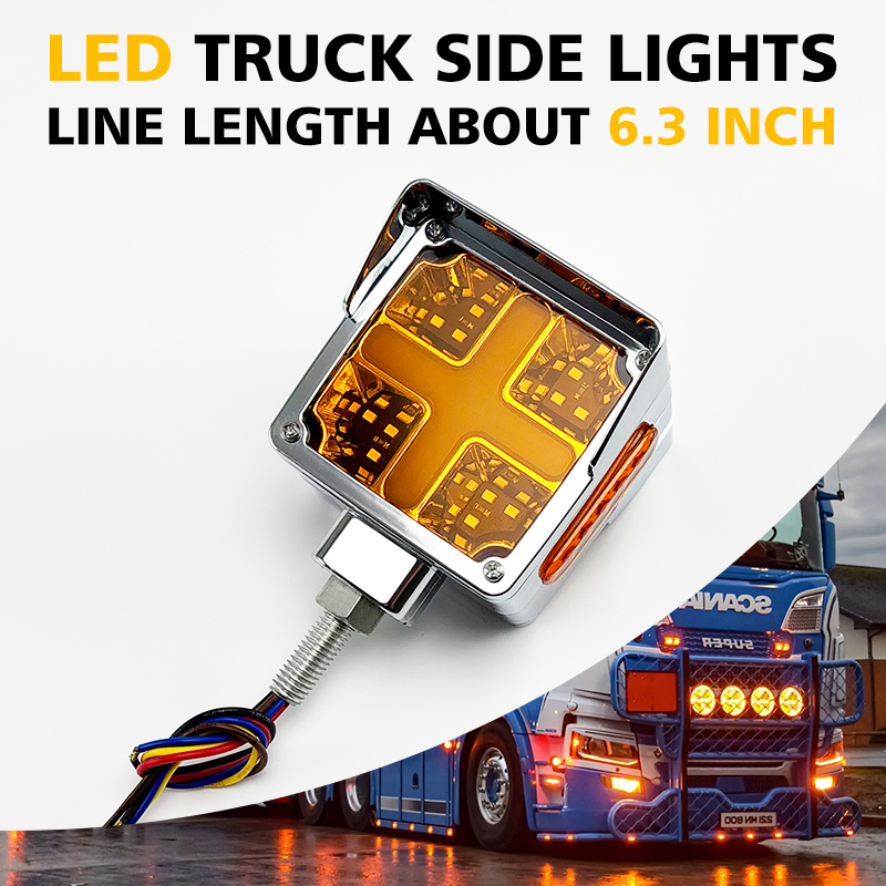 Modified Lights Truck Side Lights LED Truck Lights Double Sided Lights Universal for all kinds of cars Easy to install 4 wires mode for red bright + y