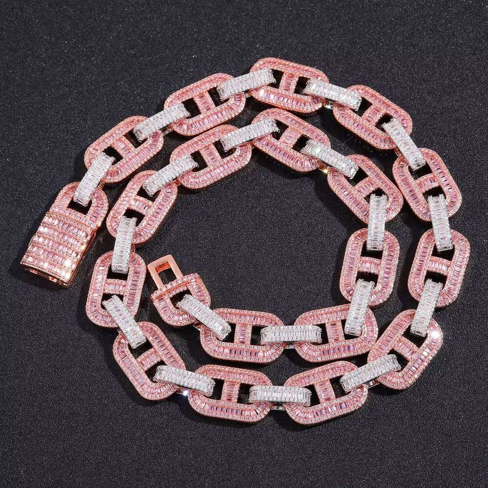 16mm GRA Certified Moissanite Baguette Studded Fully Ice Custom Chain, Hip Hop Dia Chain for Men Women