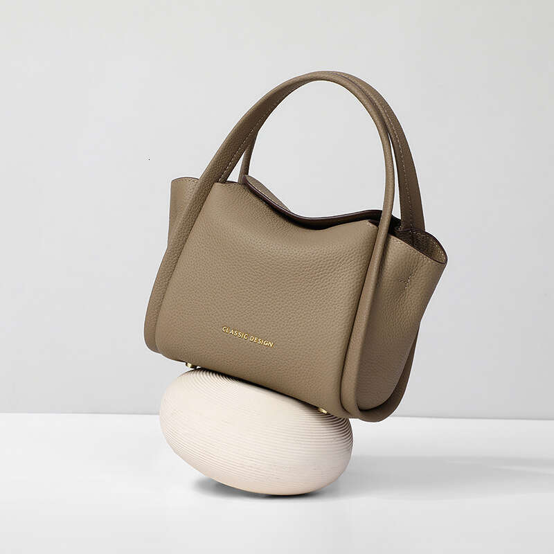 Women 2025 New Crossbody Women's Genuine Leather Basket Bucket Bags Light Luxury Handbag Small Bag