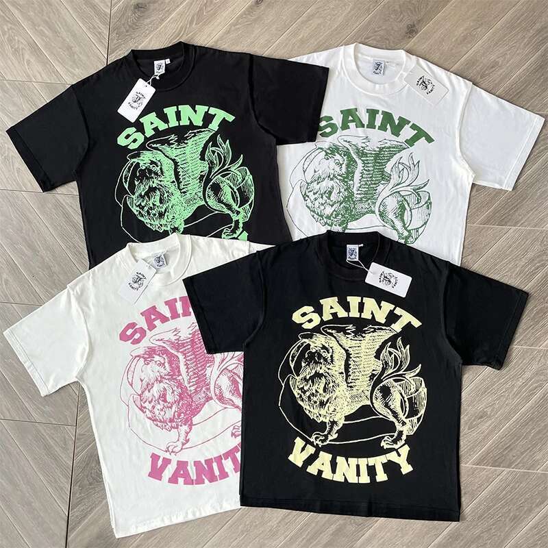 SAINT VANITY Ins The Same Style Letter Printing Casual Short sleeved T shirt for Men and Women Breathable