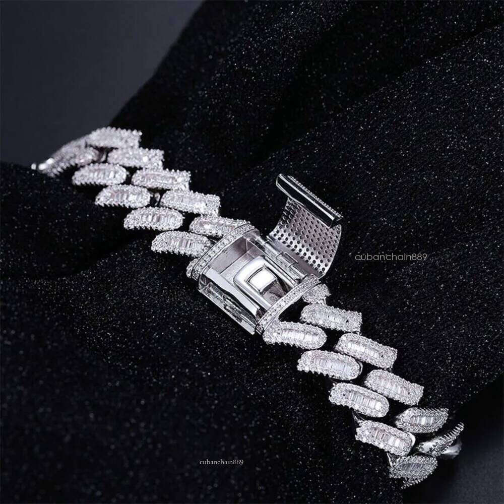 Master Rocks Jewelry Sterling Sier 15mm Hip Hop Bracelets Iced Out Vvs Moissanite Cuban Link Chain