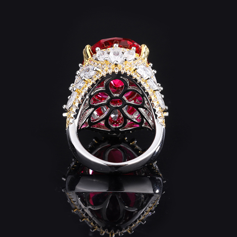 15*20 Luxury Large Pigeon Egg S925 sterling Silver High Carbon Diamond Simulated Red Ruby Sapphire Celebrity Trendy Personalized queen Wedding Birthda
