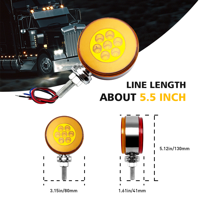 Modified Lights Truck Side Lights LED Truck Lights Double Sided Light Mode for Red Bright + Yellow Bright + Burst Flash