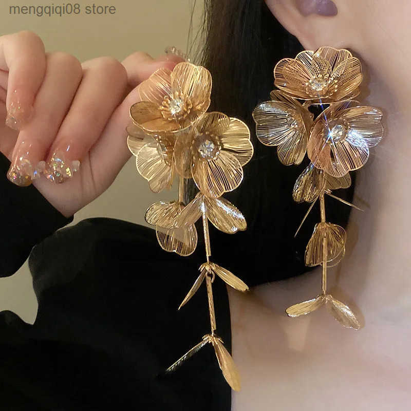 FTCY Bohemian Flower Tassel Earrings for Women Vintage Gold Color Exaggerated Hanging Earring Party Jewelry Gift L250527