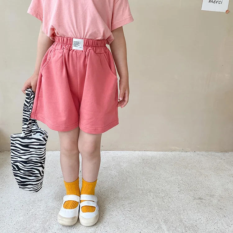 Summer Solid Color Toddler Girl Loose Shorts For Girls Cotton Children Sports Baby Short Pants Kids Clothing 110 Years 250527