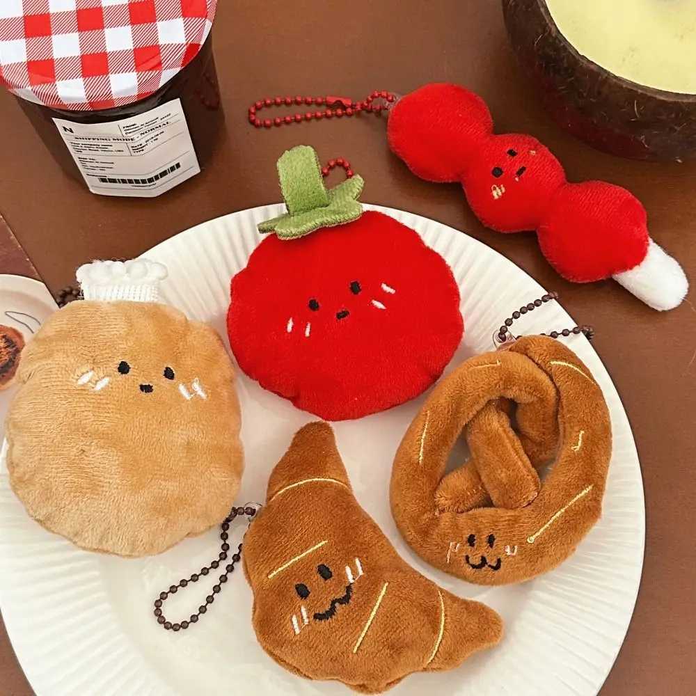 Creative Cartoon Food Plush Keychain Potato Croissant Tomato Plush Key Chain Plush Stuffed Toys Bag Pendant Hanging Accessory W250526