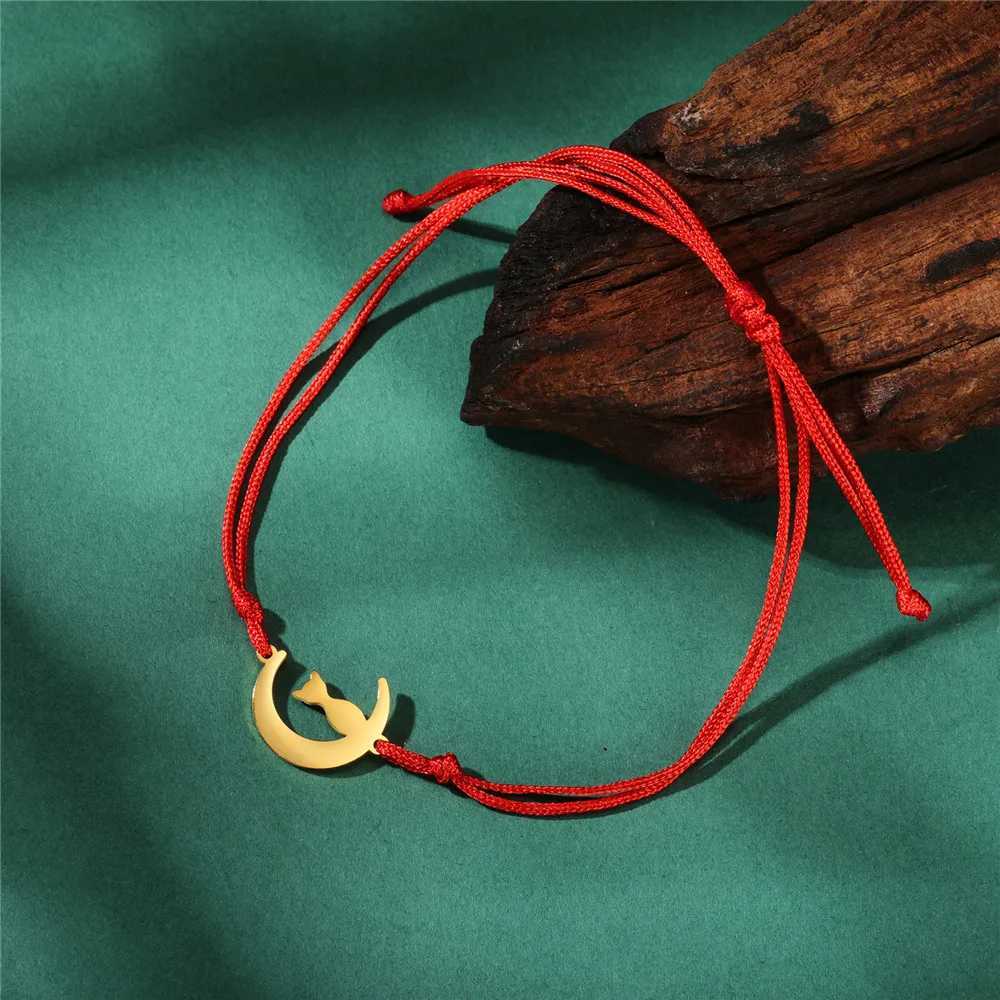 Skyrim Crescent Moon Cute Cat Bracelets for Women Stainless Steel Charm Bracelets Jewelry Mothers Day Gift Wholesale W250526