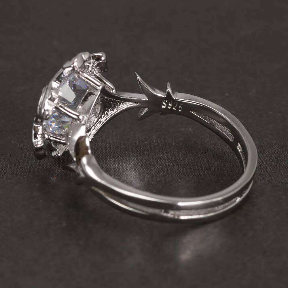 Genuine Sterling Sier Ladies the Galadriel Nenya Zircon Ennagement Wedding Band Ring