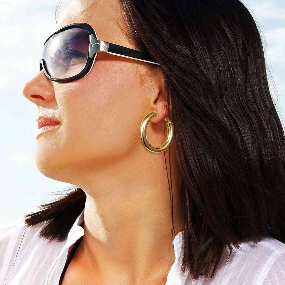 Sier Gold Thick Hoop Earrings Jewelry Pendientes Mujer Aretes Aros Boucle d'Oreille Brincos Orecchini Oorbellen Ohrringe