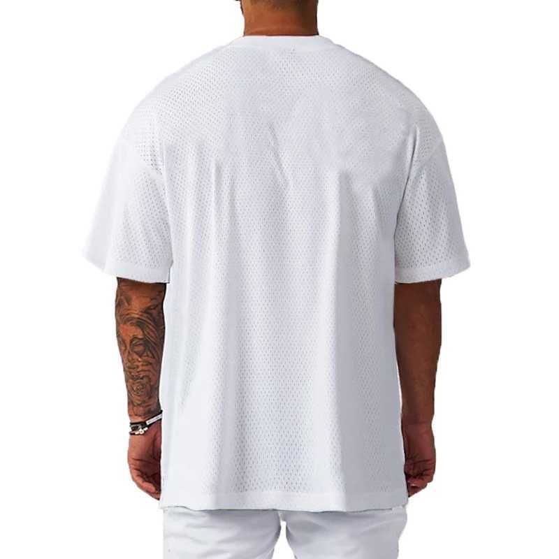 Oversized Loose Mens Casual Sport T-Shirt Gym Bodybuilding Fitness Short Sleeve Shirt Summer Mesh Quick Dry Breathable Clothing Z250527