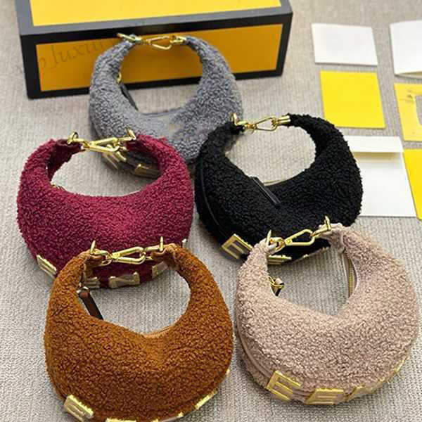 Evening Bags Evening Bags winter lamb wool half moon handbags s designer women zipper crossbody shopper the tote Saddle bag mens Dumpgs handbag wallet purses