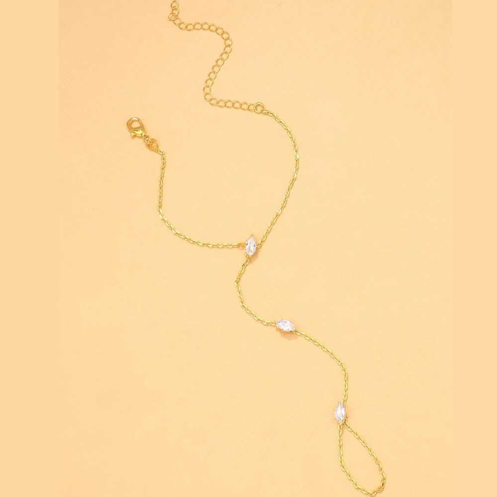 2025 Party Bohemia Rhombus Crystal Bracelet Hand Jewelry for Women Simple Thin Chain Finger Bracelet Jewelry Accessories Gift W250526