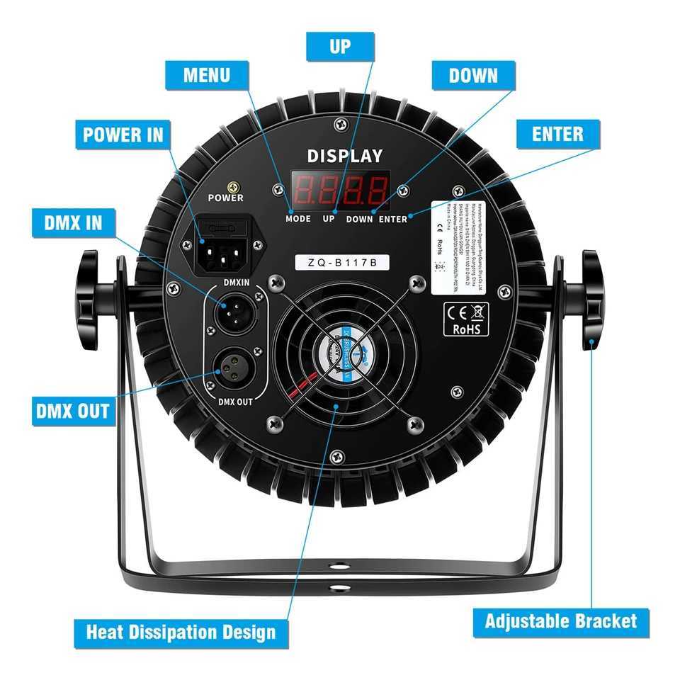 Fieryzeal 4PCS LED Par Light 200W 4 IN 1 RGBW DMX Stage Flat Par Lighting Effect DJ Disco Party Holiday Bar Wedding Show Lights XJ250527