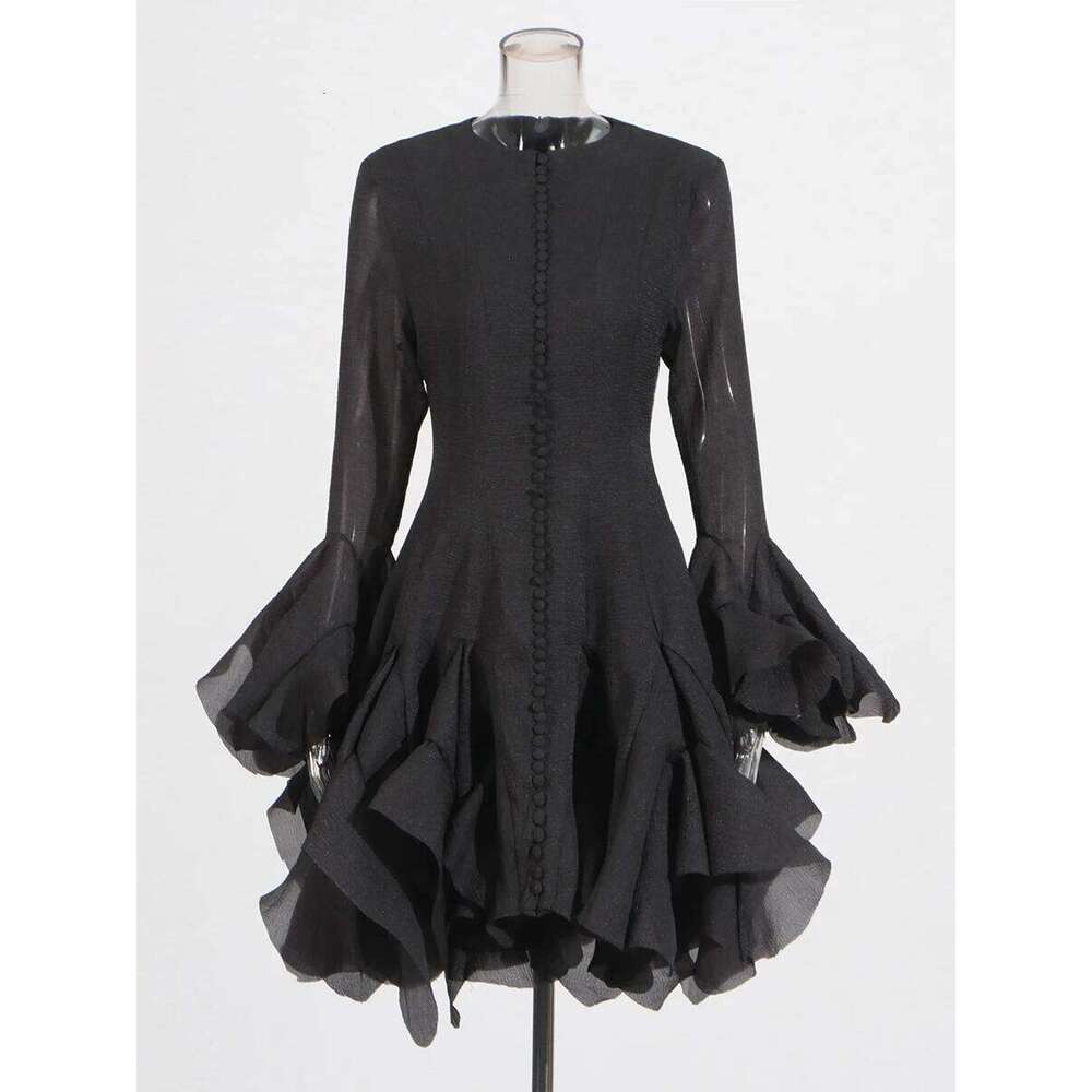 Hot Tight Dresses Women S Dress Irregular Pleated Patchwork Fashion Long Lantern Sleeve Waist Cinching Mini Dresses New Clothing Casual Knee Length Dr