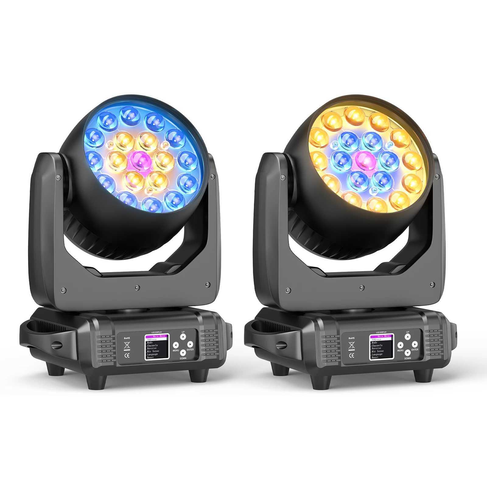 UKing 2PCS 19x15W Beam Moving Head Light 4IN1 RGBW LED Wash Zoom Stage Light DMX Effect for DJ Disco Party Concert Wedding XJ250527