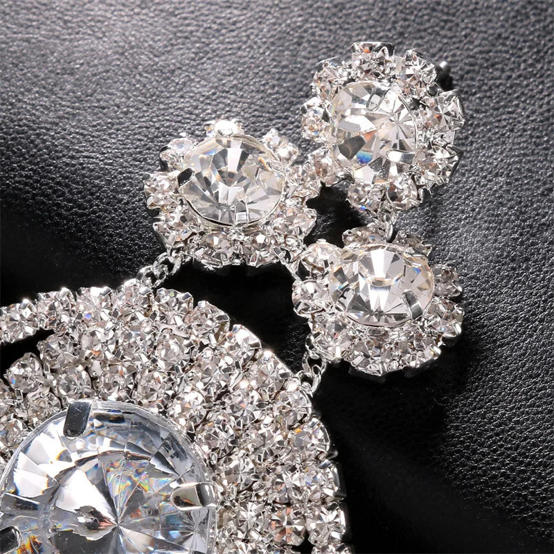 European and American rhinestone earrings for womens fashionable multi-layer exaggerated tassel earrings versatile accessories 250519