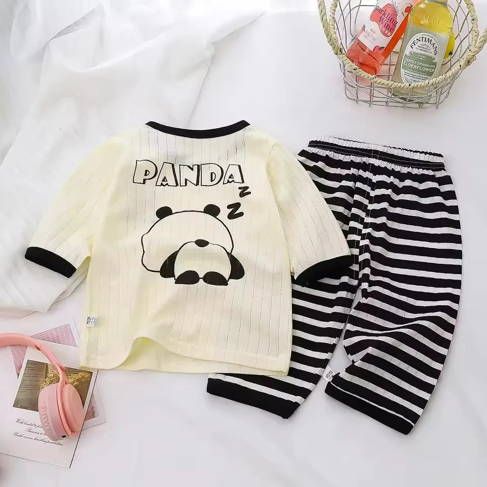 Baby Pajama Sets Cotton Child Pajamas Toddler Long Sleeve Nightwear Kids Cartoon Homewear Clothes 250527