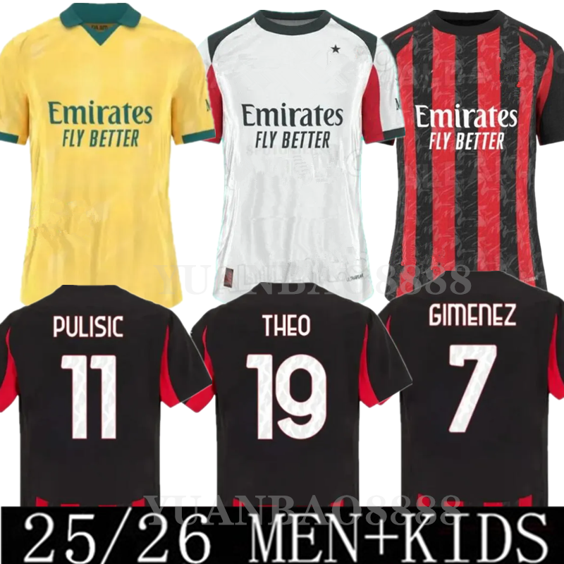 new 24 25 26 soccer jerseys GIROUD DE KETELAERE RAFA LEAO Ac 2025 2026 MILAN football shirt men kids kit PULISIC LOFTUS-CHEEK THEO football jersey Home Long sleeves