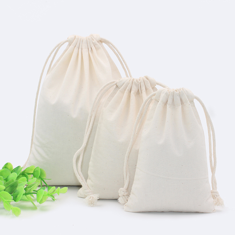 Grand Quality Cotton Small Drawstring Pouch Home Large Capacity Storage Bags Big Size Food Bread Portable Sacks