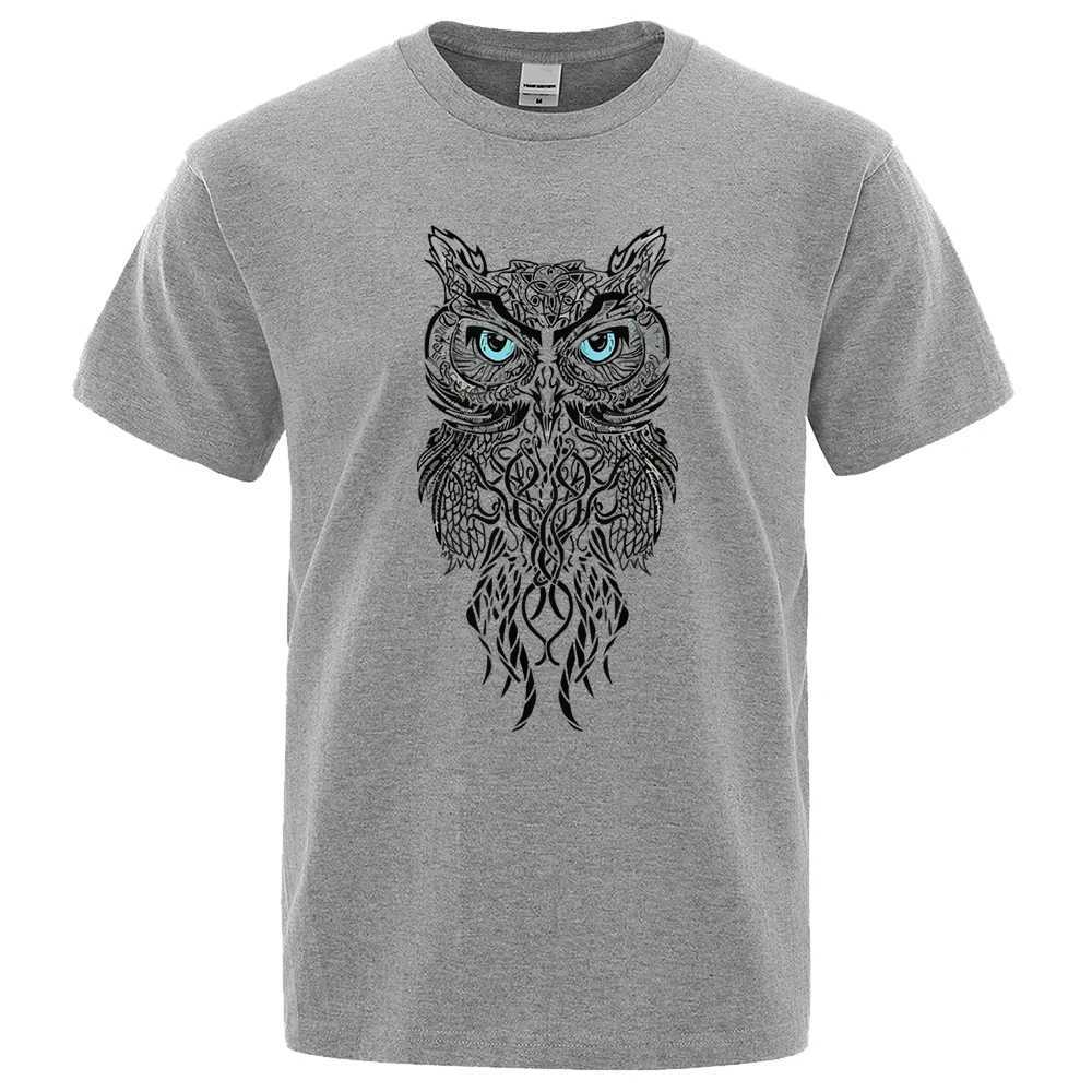 New Men T-shirt Stylish Owl Pattern Casual Short Sleeves Round Collar Brand Mens Sport T-shirt Hip Hop Male Tops Tee Z250527