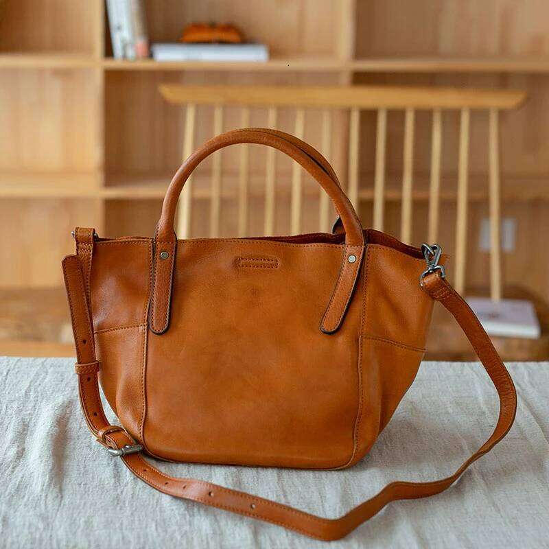 Casual Handmade High-Quality Genuine Women Small Tote Fashion Vintage Soft Cow Leather Shoulder Crossbody Bag