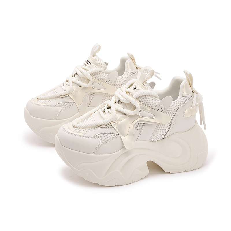 Designer Thick-Soled Dad Shoes for Women New Spring 2025 Sponge Shoes Breathable and Versatile Casual Shoes Small Height Inward-Increasing Women'