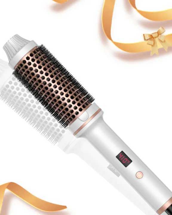 Thermal Brush Ionic Heated Round Brush Hot Hair Curling Iron with 10 Temp Settings 30s Fast Heated for All Hair Types White z250527