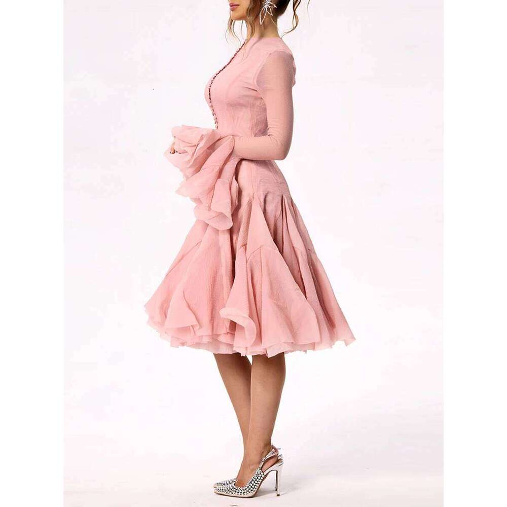 Hot Tight Dresses Women S Dress Irregular Pleated Patchwork Fashion Long Lantern Sleeve Waist Cinching Mini Dresses New Clothing Casual Knee Length Dr