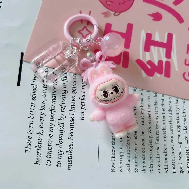 Kawaii Labubu Keychain Doll Couple Keyring Cute Cartoon Creative Mobile Phone Bag Pendant Charms Backpack Decoration Gifts W250526