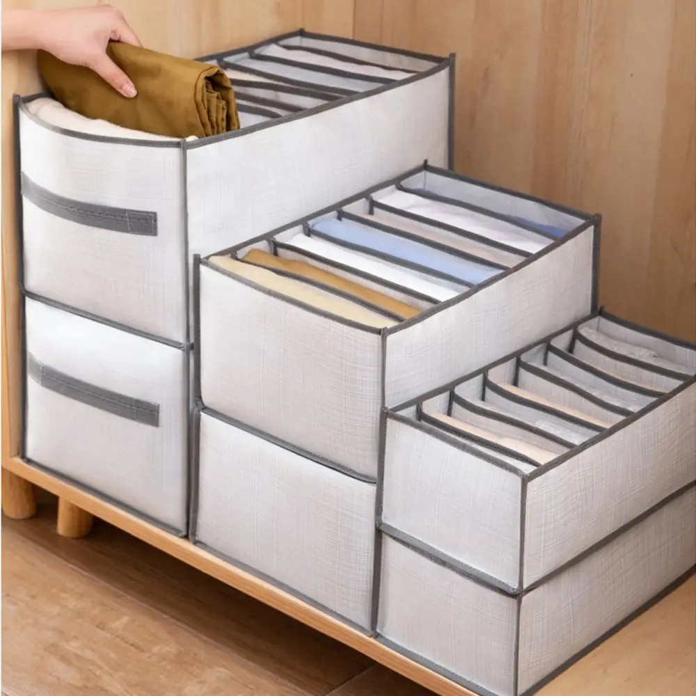 Closets Clothes Organizer Pants Jeans Storage Box Cabinet Drawer Organizer Underwear Socks T-Shirt Wardrobe Storage Organizers 250526