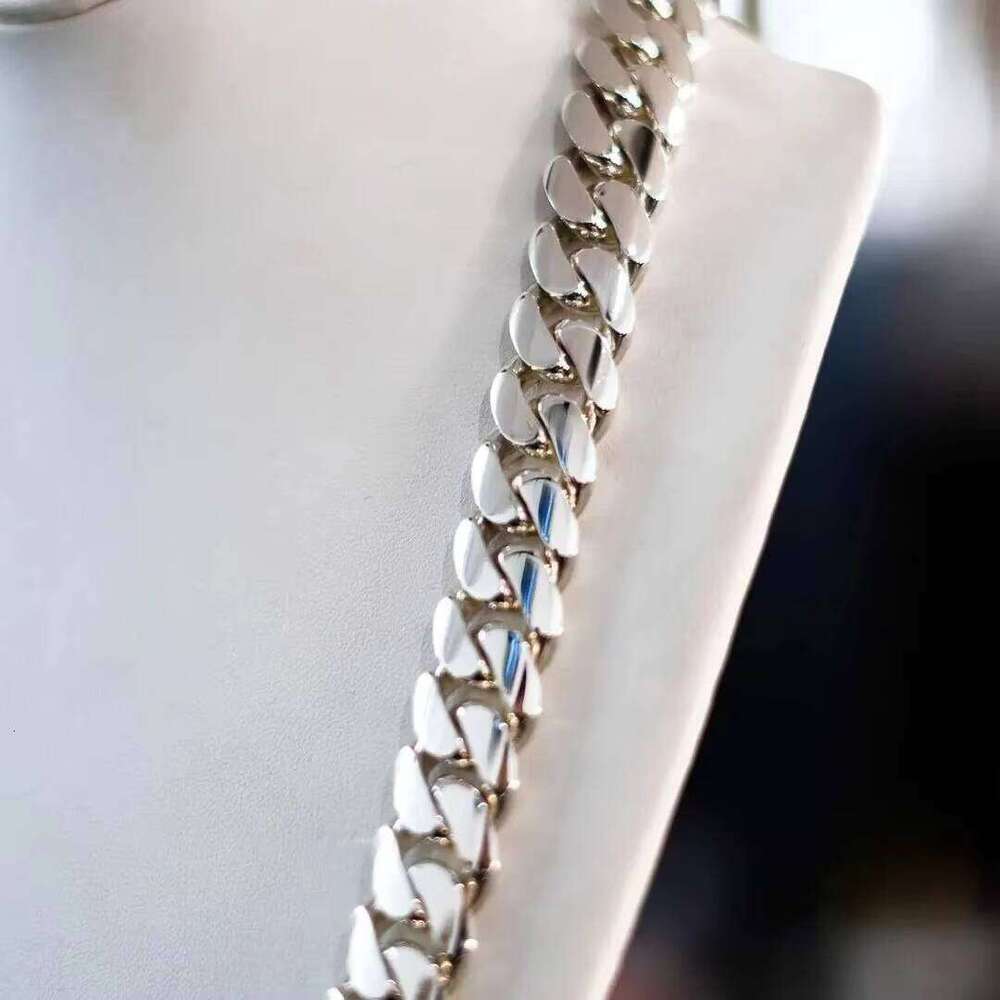 Gold Plated Moissanite Dia Clasp Plain Hip Hop Solid Sterling Sier Cuban Chain for Men/Women