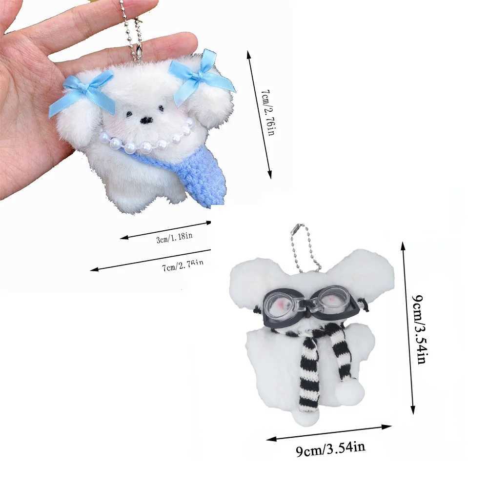 Creative Keychains Charm Cute INS Little Milk Dog Keychain For Bags Plush Bag Pendant Girls Heart Doll Keyring Jewelry Gifts W250526