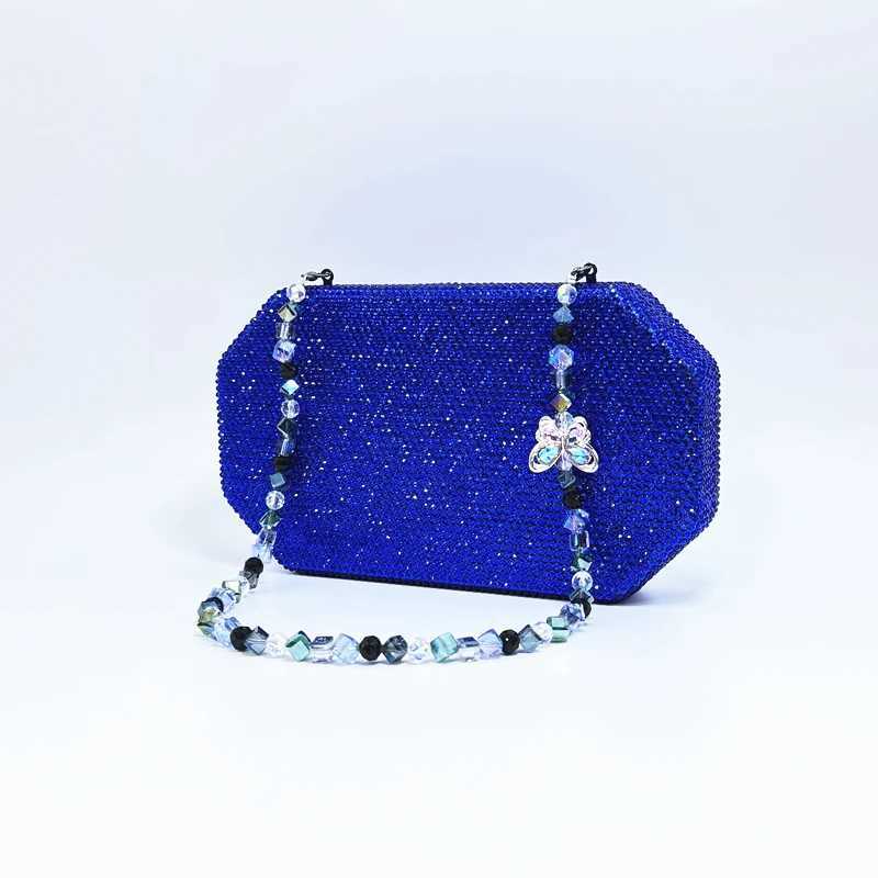 Luxury Ladies Clutch Evening Bag Handbag Crystal Chain Rhinestone Butterfly Chain Wedding Party Christmas Gift Golden Wallet W250527