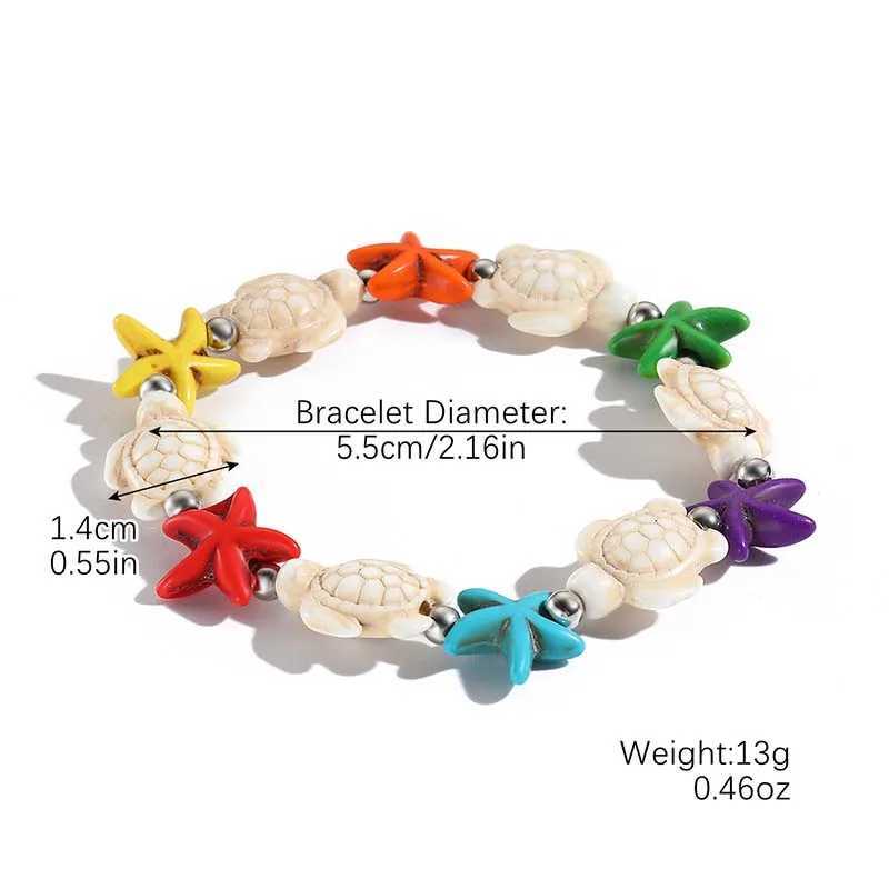 Boho Sea Shell Starfish Bracelet for Women Girls Fashion Tortoise Charm Handmade Woven Rope Beads Summer Jewelry Beach Gifts W250526