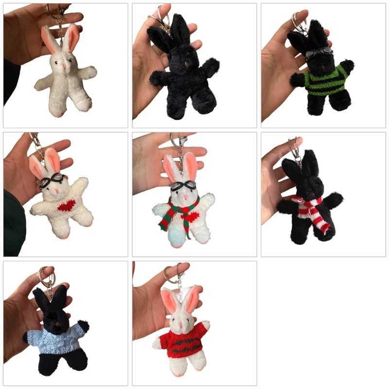 Cartoon Plush Stuffed Dolls Toy Keychain Rabbit Animal Backpack Pendant Korean Keyring Birthday Gifts for Women W250526