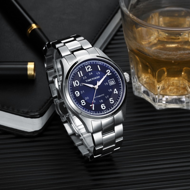 TIMETOKEN Men's Watch - Imported Auto - Movement, 50m Water Protection, Sapphire, 316 Stainless with Luminescent Design