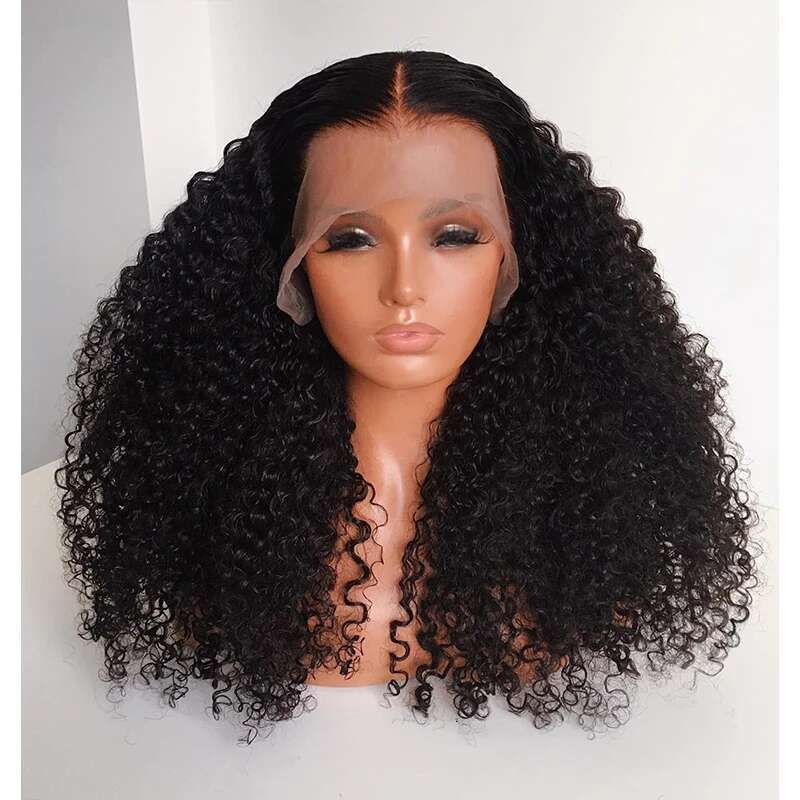 Natural Soft Long 26Inch Kinky Curly Lace Front Wig For Black Women Synthetic Preplucked Glueless Baby Hair Daily