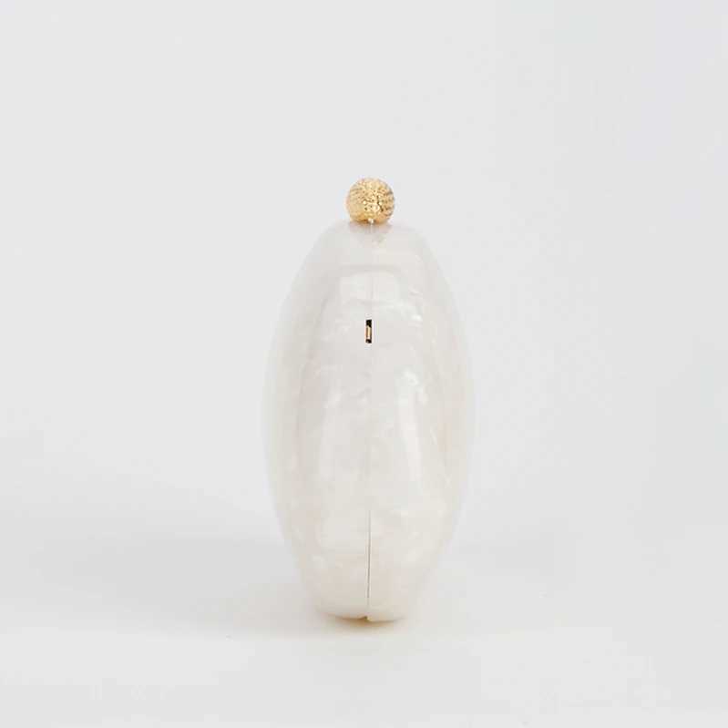 Egg shape Clutch Bag Acrylic purse women wedding evening party cute ivory pearl box purse handbag summer new 2025 W250527
