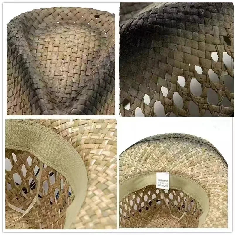 Hollow straw hat Straw Cowboy Hats WesternBeach Felt Sunhats Party Cap for Man Women3colors summer jazz straw hat 250526