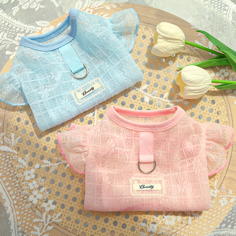 Cute Mesh Pet Dog Vest Breathable Hollow Cat Clothing Striped Thin Pet Cooling T Shirt for Puppy and Cat