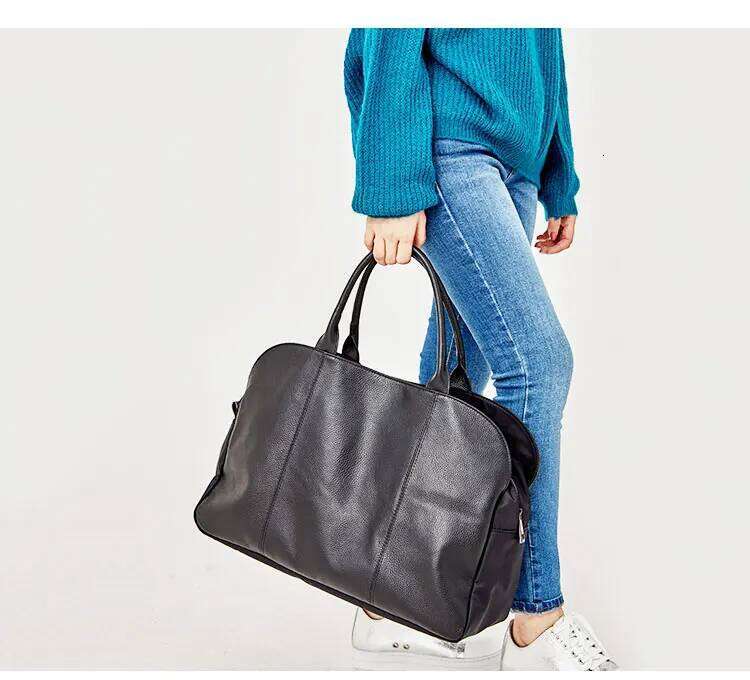 New Soft Genuine Leather Briefcase Women Handbags 14-15.6 Laptop Large-capacity Portable Tote Bag Travel Bags