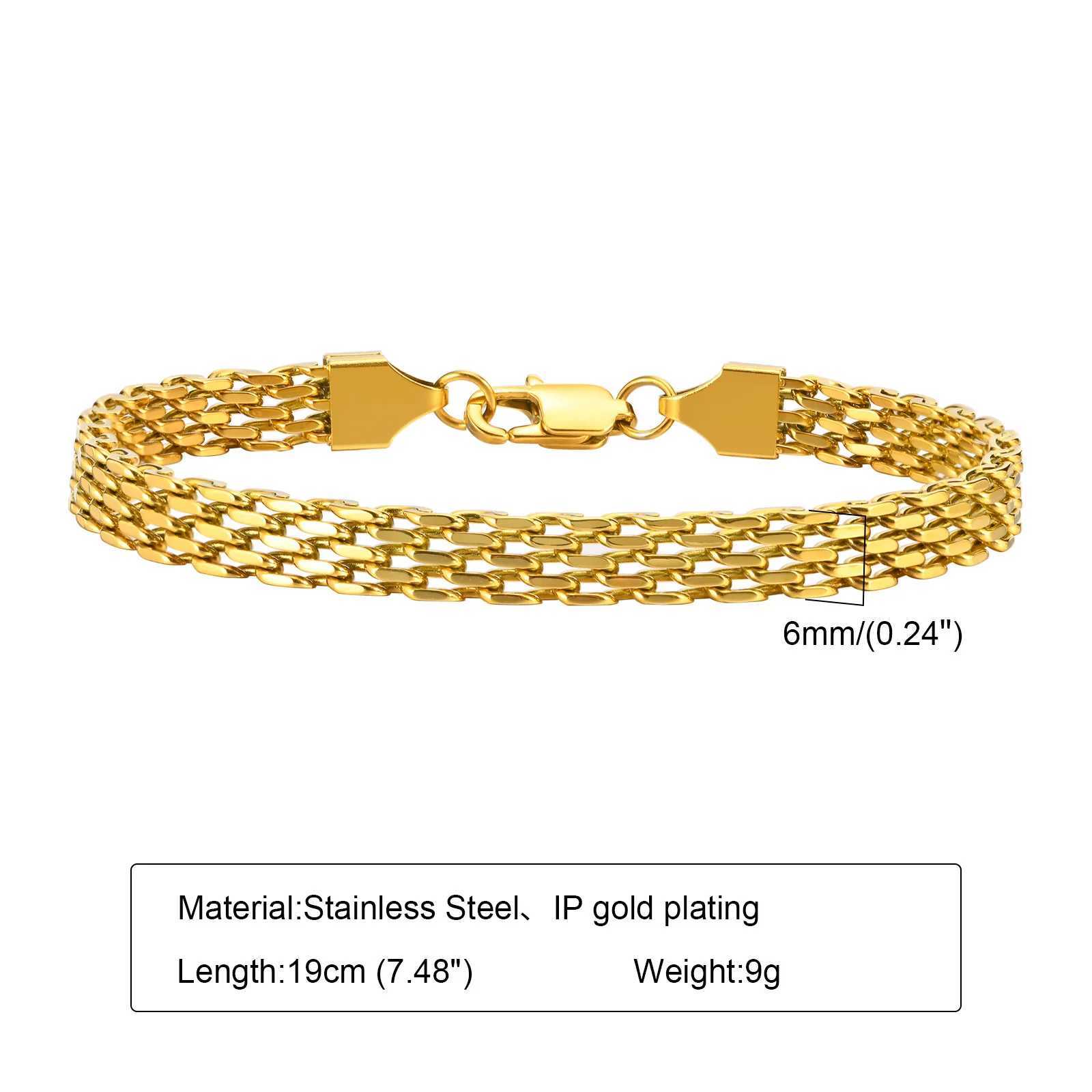 Chain Bracelet For Women Men Mesh Link Stainless Steel Bracelet Gold Plated Minimalist Stackable Jewelry W250526
