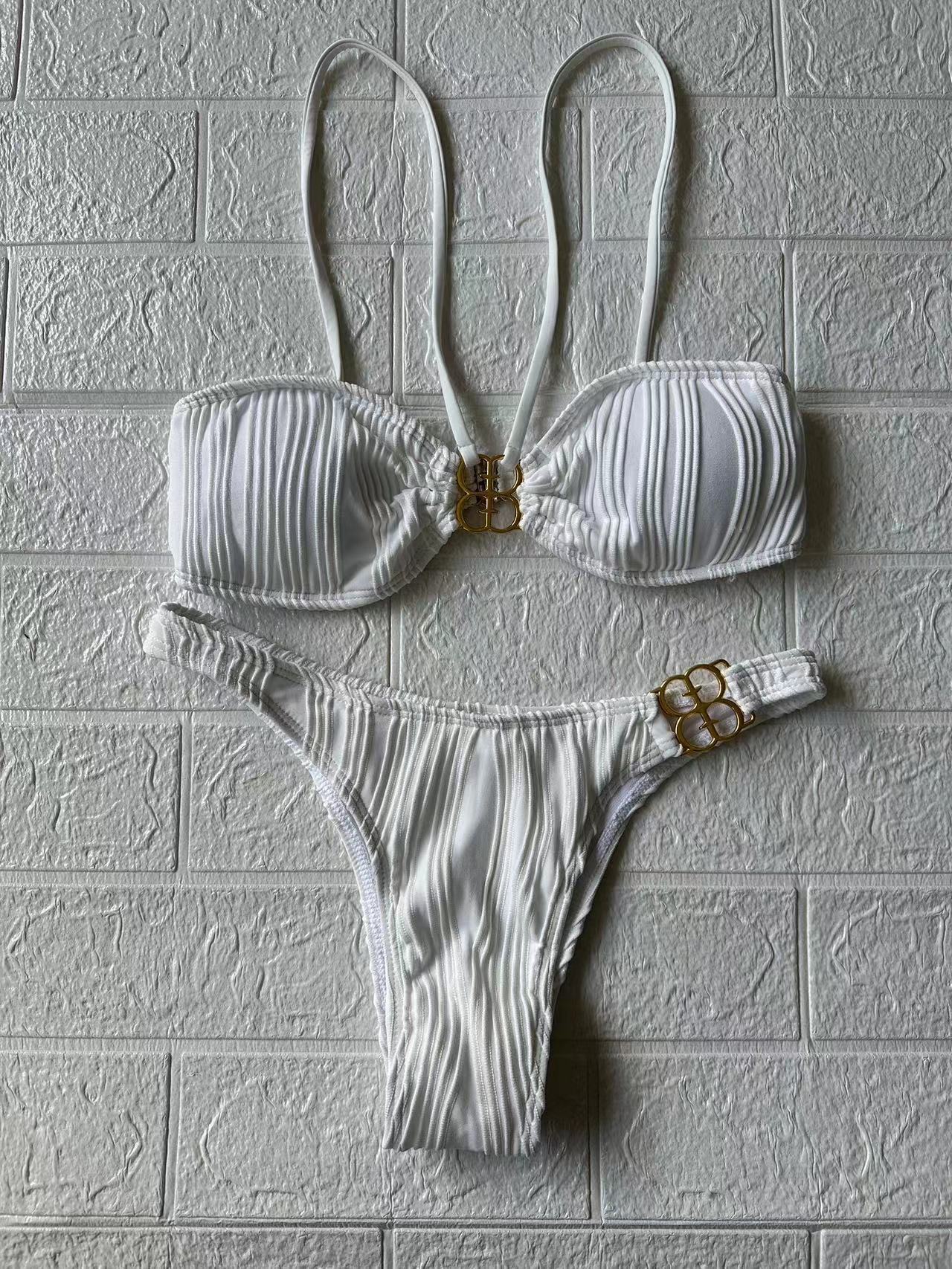 Free Shipping 2025 New Designer Shoes Thai Bikini Metal Sexy Multi-color Small Chest Ins Style Split Body Swimsuit Women's B-line Buckle