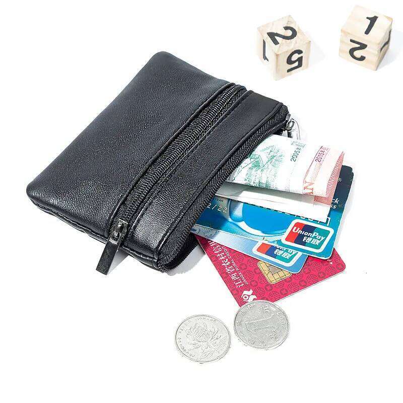 Men Women Card Key Soft Holder Zip Leather Wallet Pouch Bag Purse Gift New Fashion Black Mini Coin Holders