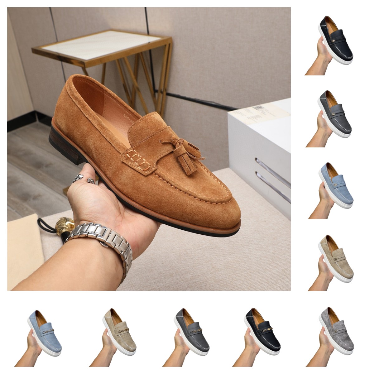 69Model Size 6-12 Spring Autumn Mens Penny Loafers Genuine Leather Hand Painted Slip On Dress Shoes Men Wedding Casual Business Shoes
