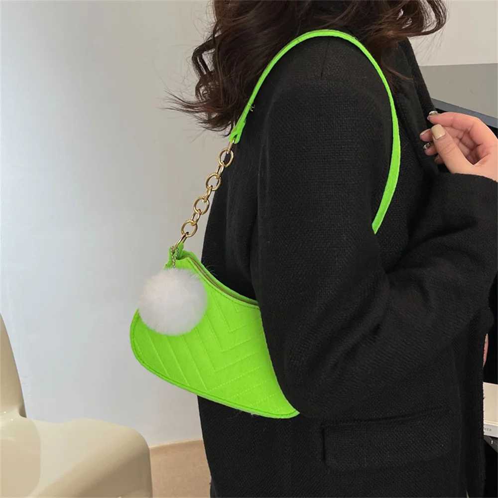 Fashion Women Handbag Solid Color Casual Mini Underarm Bag Female Chain Shoulder Pouch Hot Sale Ladies Felt Tote Bag W250527