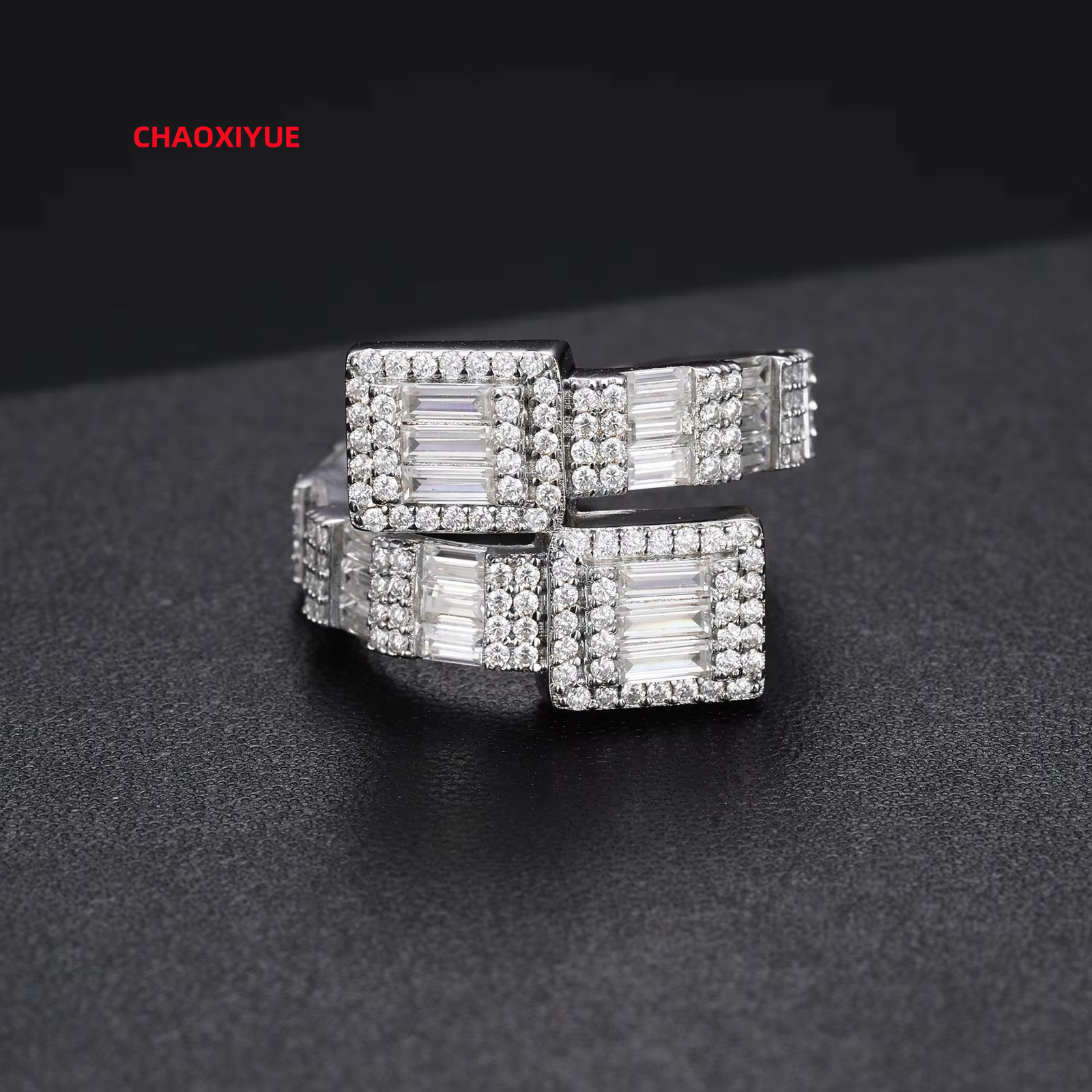 New 925 Sterling Silver VVS1 Baguette Cutt Moissanite Diamond Ring for Men Perfect for Gift