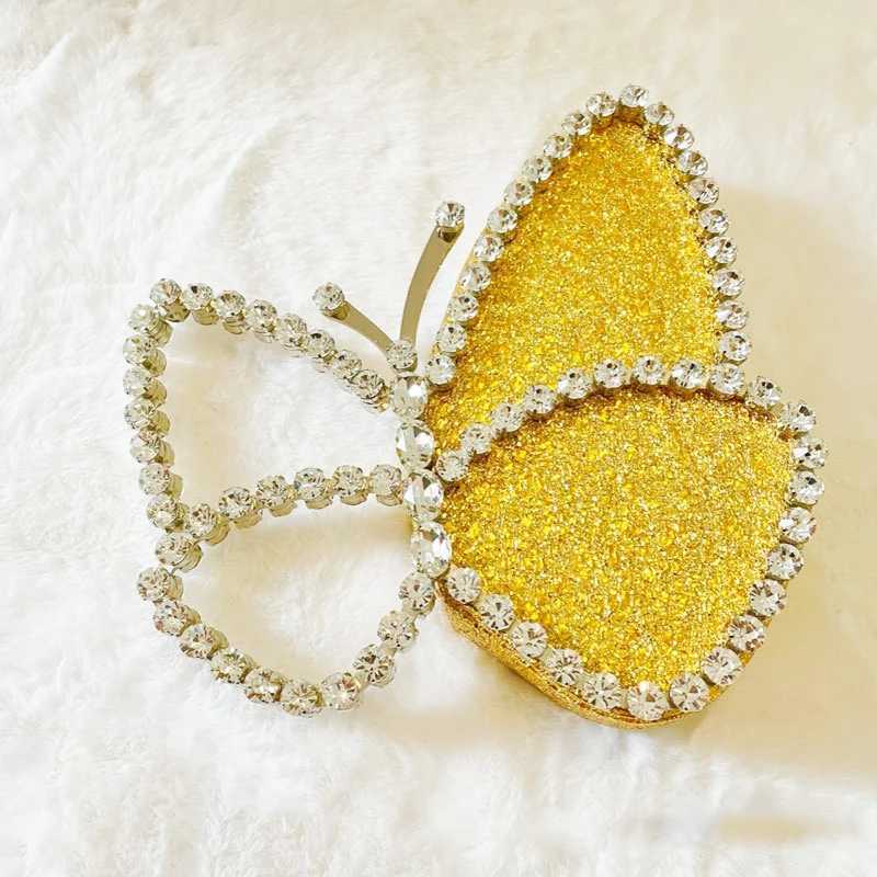 IN STOCK Bling Sequins Pink Butterfly Evening Clutch Sparkling Women Evening Crystal Purse Lady Girls Wedding Dinner Handbag W250527
